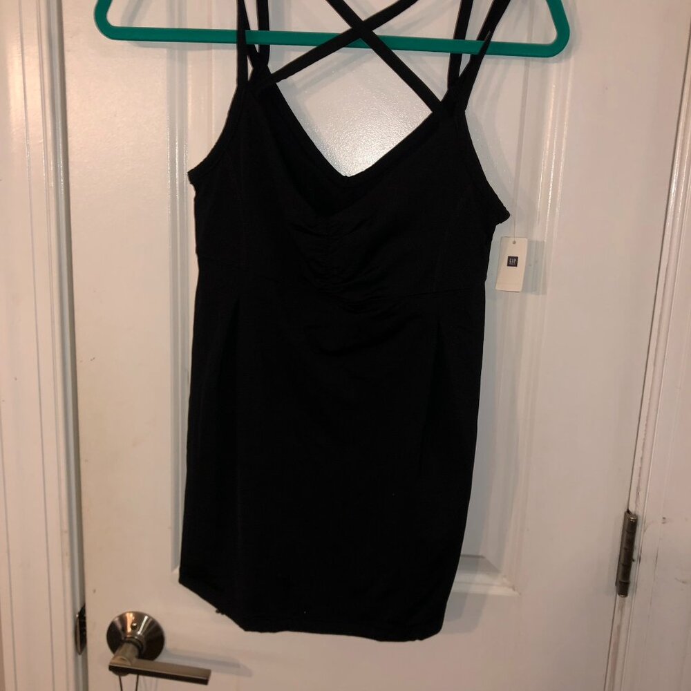 GapFit womens black double strap tank top stretch size S